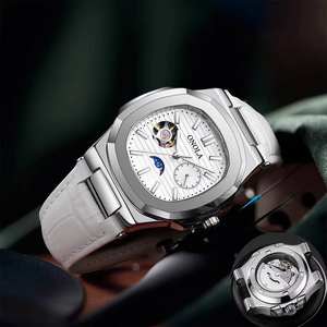 ONOLA 3855 Men's Business Hollow Fully Automatic <b>Mechanical</b> <b>Watch</b> High Quality Waterproof Leather <b>Watches</b> Men's Clock - Product Image 4
