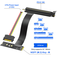 Adaptador de cable elevador de expansión GPU M.2 NVMe Key M a PCI-E 16X con alimentación de 12V y 4 pines (dirección izquierda) de aleación de aluminio en stock