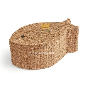 Handmade Fish Shaped Seagrass Storage Basket Animal Kid <b>Hamper</b> Storage For Children Room Nursery Decor - Product Image 1