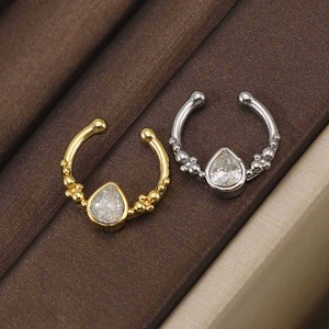 Anillo de Septum sin Perforación, Chapado <span class=keywords><strong>en</strong></span> Oro/Plata, con Ópalo y Circonita Cúbica, Joyería Falsa para <span class=keywords><strong>la</strong></span> <span class=keywords><strong>Nariz</strong></span> - Product Image 4