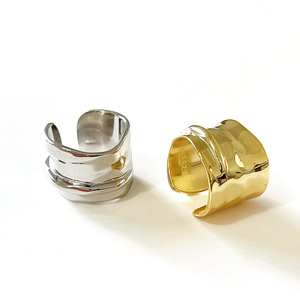 Gioielli di moda 925 argento pesante anello largo per le donne o gli uomini 18K placcato in oro 925 argento sterling anelli regolabili aperti all'ingrosso - Product Image 6