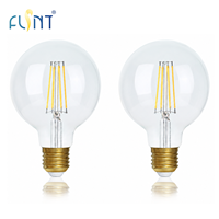 Ampoule LED décorative Edison à filament dimmable à économie d'énergie, blanc chaud 2700K, 5,5W, G95 E27 E26, verre transparent, pour café, hôtel
