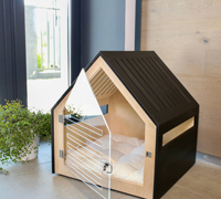 Kunden spezifische Indoor Luxus Pet House Massivholz Hunde bett Möbel mit nachhaltigem Merkmal und gedrucktem Muster