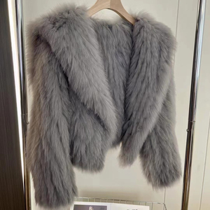 Nuevo diseño elegante mujer <span class=keywords><strong>Tench</strong></span> suéter de piel de punto Real abotonado abrigo de piel de zorro cárdigan de piel recortada - Product Image 1