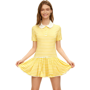 Vestido de Algodón con Rayas Amarillas para Adultos, Mono con Falda para Bebés Adultos, Ropa <span class=keywords><strong>ABDL</strong></span> con <span class=keywords><strong>Manga</strong></span> Corta y Broches en la Entrepierna para Mujeres - Product Image 2