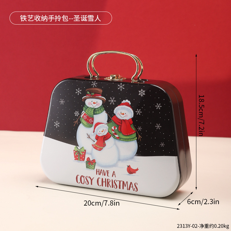 2313Y-02-Sac à main de rangement en fer forgé - Bonhomme de neige de Noël