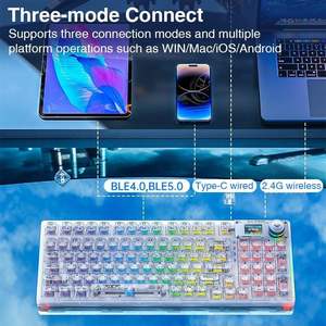 AULA F98 Pro Wireless Mechanical <b>Keyboard</b> with Transparent Keycaps, Hot Swap, Pre-lubricated Linear Switches, Gaming <b>Keyboard</b> - Product Image 4