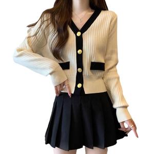 Spring Long Sleeve V-neck Knitted Sweater Women's Style Elegant Base <strong>Top</strong> Knitted Cardigan - Product Image 5