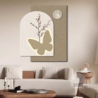 Peinture décorative d'entrée style crème, luxe léger, art physique tridimensionnel en grès, base en bois, gravure résistante à l'eau