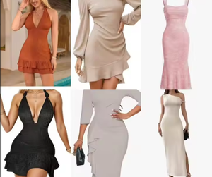 Women Summer Casual <b>Dress</b> Halter Neck <b>Ruffle</b> Hem Midi Length Solid Color Bodycon Fit For Adults - Product Image 1
