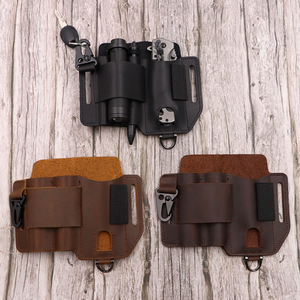 Outdoor Zaklamp Messenhouder Echt Lederen Edc Pocket Organizer Multitool Schede Voor Mannen Cadeau - Product Image 5