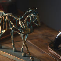 Nouvelle figurine de cheval en métal de style vintage, ornement décoratif, sculpture créative pour la décoration de la maison
