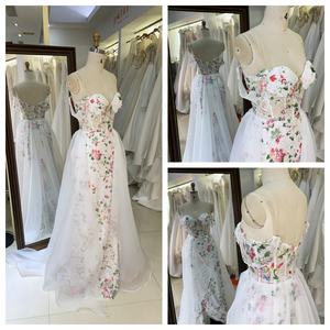 Vestido de Fiesta de Lujo con Cola Larga, Estilo Sirena, Tul con Encaje Floral, Color Blanco, para Graduación, Noche, 2026 - Product Image 3