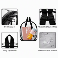 Sac à dos transparent unisexe en PVC, mini, étanche, avec fermeture éclair, pour étudiants, usage quotidien, personnalisable OEM/ODM, collection 2026