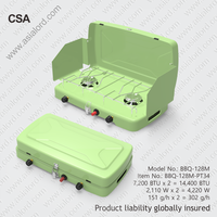Barbecue portable pliable personnalisé à 2 brûleurs au propane et au butane, robuste, mini barbecue, cuisinière à gaz pour le camping en plein air