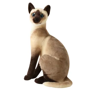 Venda quente 3d simulação gato, brinquedo de pelúcia, gato de deitar, postura, enfeites, presente, brinquedos para animais de estimação, máquina de enfeitar
