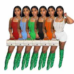 Set da donna Boutique 2 pezzi pantaloncini da donna completi pantaloncini da donna e Set Top da donna in rete Set di pantaloncini da motociclista - Product Image 1