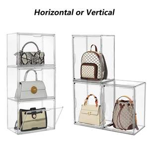 Organisateur de placard portable de bureau, boîte de présentation transparente pour cadeaux, boîtes et bacs de rangement en plastique épais pour sacs à main - Product Image 4