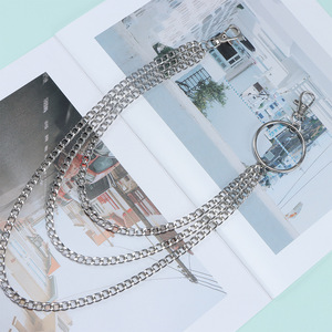 Chaîne de taille à anneaux métalliques double couche, style punk, accessoire de mode hip-hop, pour tenue décontractée, en alliage de zinc blanc K - Product Image 3