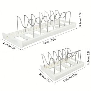 Organisateur de placard de cuisine coulissant pour casseroles et couvercles, support de rangement extractible pour ustensiles de cuisine - Product Image 3