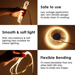 Tira de LED COB Flexible de Alta Densidad, 480 LED/M, 320 LED/M, 10 W/M, 8 mm, 24 V, Luz Uniforme para Decoración de Interiores de Dormitorios - Product Image 5