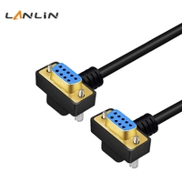 Cable de Extensión DB9 Hembra a Hembra de 270 Grados, Conector DB9 Chapado en Oro, Cable RS232