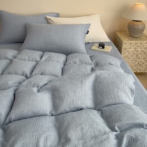 Ensemble de linge de lit de luxe léger, couleur unie, motif à volants, 4 en 1, housse de <span class=keywords><strong>couette</strong></span>, drap plat, taies d'oreiller - Product Image 5