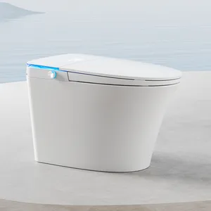 White Color Floor Mounted Custom Intelligent Water Closet Bathroom Ceramic Automatic One Piece Smart Toilet Commode