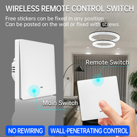 RF433 Kit de commutateur de télécommande sans fil avec interrupteur mural et télécommande, pas de fil neutre requis, pour la mise à niveau de l'éclairage intelligent domestique