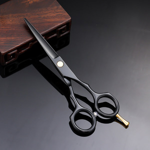Black Hairdressing Scissors 5.5 Inch 6CR Flat Shears Thinning Shears Bangs Trimmers Hair Styling Tool Set - Product Image 3