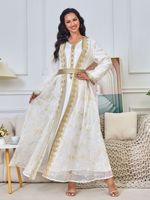 Ensemble Abaya de Luxe 2 Pièces en Dentelle Perlée pour Femme – Robe Longue Modeste Style Dubaï