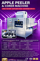 CE XinChuan Hoge Productiviteit 4-Kopige Appel- en Peren Schil-, Ontpit- en Snijmachine Op Maat Gemaakt Automatisch 220/380V Verwerking Vier
