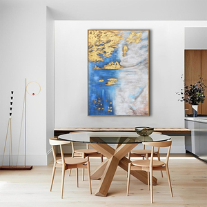 Dipinto Astratto Moderno in <span class=keywords><strong>Oro</strong></span> su Tela Blu Navy, Arte <span class=keywords><strong>Verde</strong></span> a Impasto, Olio Personalizzato di Alta Qualità, Fatto a Mano, Vendita all'Ingrosso - Product Image 6