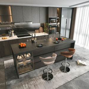 Ensemble d'armoires de <span class=keywords><strong>cuisine</strong></span> modulaires haut de gamme, personnalisées, sans poignées, avec grand espace de rangement, en pierre, pour maison et appartement, directement de l'usine - Product Image 2