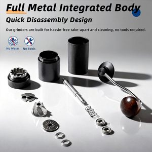 60 Levels External Adjustment Titanium Gold SS BurrAl-Alloy 420 <b>Mini</b> Small Hand Mill Portable Espresso Manual Coffee <b>Grinder</b> - Product Image 2