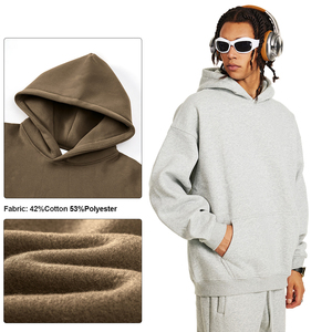 Sweat à capuche unisexe en molleton épais, personnalisable avec votre logo, broderie 3D, sans cordon, épaules tombantes, vente en gros - Product Image 3