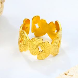 Anillo de Mariposa Apilable de Alta Calidad, Acero Inoxidable, Chapado en Oro de 18K, Resistente al Agua, Anillos Ajustables para Mujer - Product Image 3