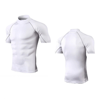 T-shirt de compression à col rond imprimé pour homme, manches courtes, séchage rapide, respirant, pour l'entraînement estival, couche de base, logo personnalisé