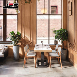 J2s thân thiện với môi bền nhà hàng đồ nội thất Set vải gian hàng chỗ ngồi bằng gỗ Bảng kim loại khung ghế cho khách sạn nhà hàng - Product Image 2