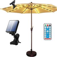 Parasol de camping extérieur, pare-soleil, télécommandé, alimenté par énergie solaire, étanche IP67, boîte à piles, guirlande lumineuse