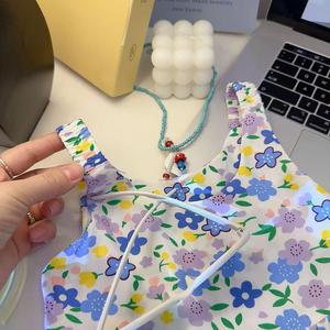 Nuovo Vestito Estivo in Fibra di Viscosa per Bambine, Stile Principessa, Stampa Floreale, Volant, Senza Maniche, Morbido, con Spalline - Product Image 3