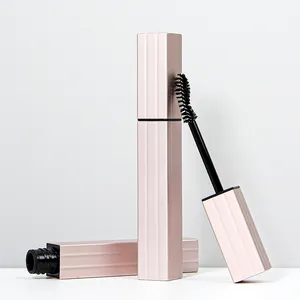 Nieuw Ontwerp 7Ml Make-Up Verpakking Aluminium Rose Goud Vierkante Mascara Buis Curve Borstel Applicator Wimper Waterdichte Mascara Buis