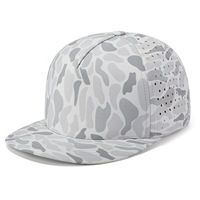 Casquette de baseball personnalisable brodée sur mesure, perforée, blanche unie, camouflage, pour homme, 5 panneaux, avec trous découpés au laser, pour le golf et la performance