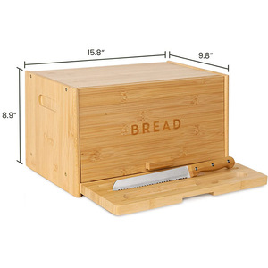 Boîte à pain en bambou Tianyi avec planche à découper et rangement pour couteaux, pour utilisation sur comptoir de cuisine - Product Image 4