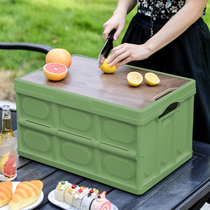 Organisateur de coffre pliable moderne avec logo personnalisé, aimanté, avec couvercle en bois, en plastique PP et métal, capacité 35L, design pliable - Product Image 6