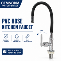 Tuyau flexible en PVC pour robinet d'évier de cuisine, bec de 48 cm, tête en alliage de zinc, robinet monocommande, vente en gros d'usine OEM ODM