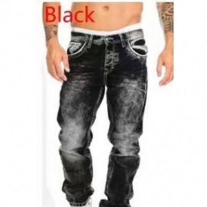 Jeans Regolari da Uomo con Design Personalizzato, Verniciatura a Spruzzo Blu, Effetto Strappato e Distrutto - Product Image 2