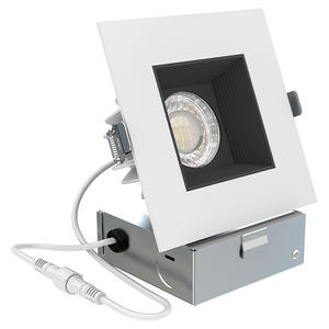 Faretto Anti-Riflesso 4 Pollici 12/15W Dimmerabile <span class=keywords><strong>COB</strong></span> Quadrato Bianco con Bordo Nero, Faretto Selezionabile 5CCT CRI 90+ - Product Image 1