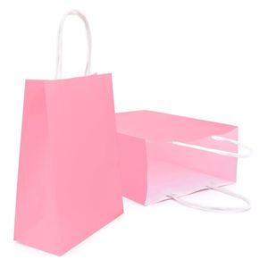 Bolsas Pequeñas de Papel Kraft Rosa con Asas para Regalos de Cumpleaños, Bodas, Fiestas, Compras, Negocios, Manualidades y Regalos - Product Image 2