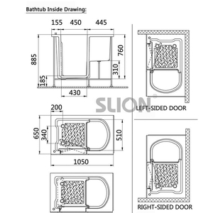Vasca da Bagno Rettangolare in Acrilico con Apertura Facilitata per Anziani e Disabili, Design Compatto Salvaspazio - Product Image 3
